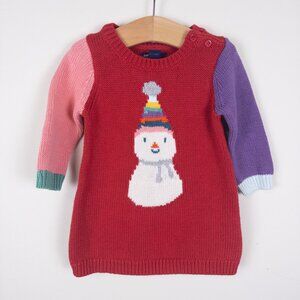 NEW Gap Baby Knit Colorblock Snowman Holiday Sweater Dress Girls 3-6 months